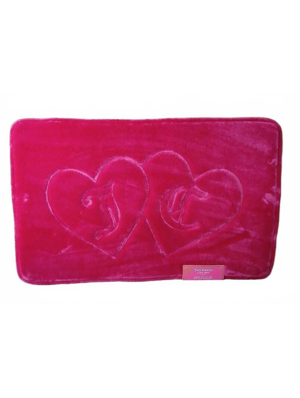 Juicy Couture Hot Pink Double Heart JC Logo Bath Mat Rug NWT Bimbocore Y2K Decor